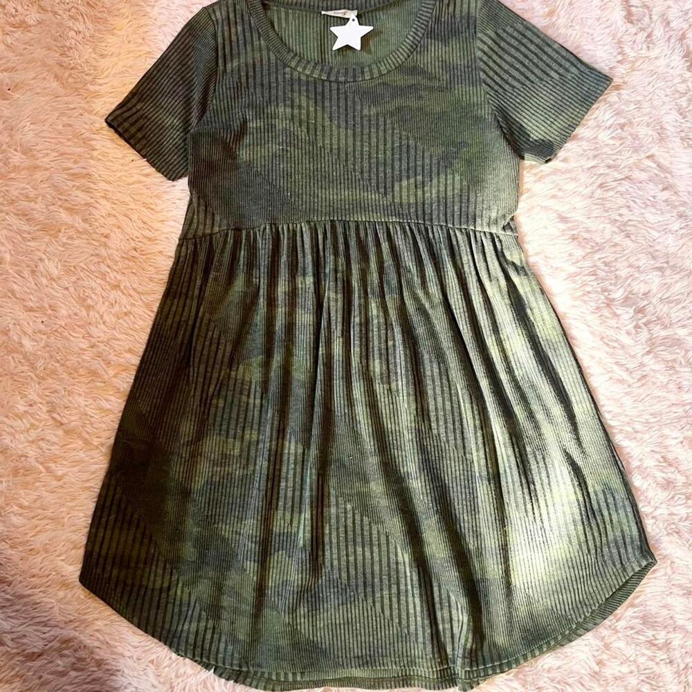 Green‎ Camo Utility Southern Rustic Americana Grunge Punk Rugged Babydoll Dress
